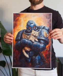 W40k Space Marine protecting a cat