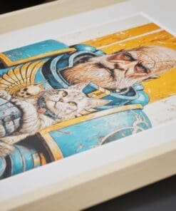 Blue Space Marine Guarding Cat Poster – Warhammer Illustration Wall Art Poster - Image 9